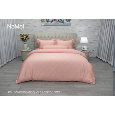 Bộ Chăn Ga Gối Promodal Jacquard Peach Parfait